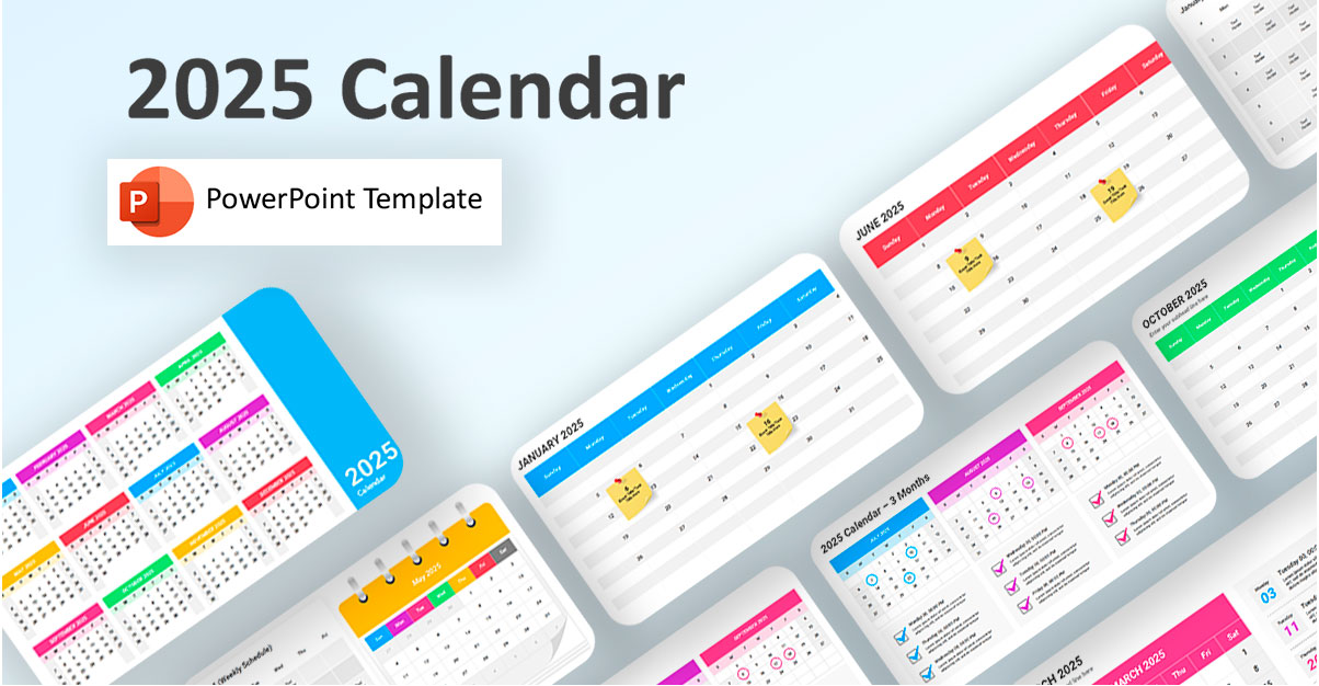 2025 Calendar PowerPoint Template 75 Customizable & Editable Slides